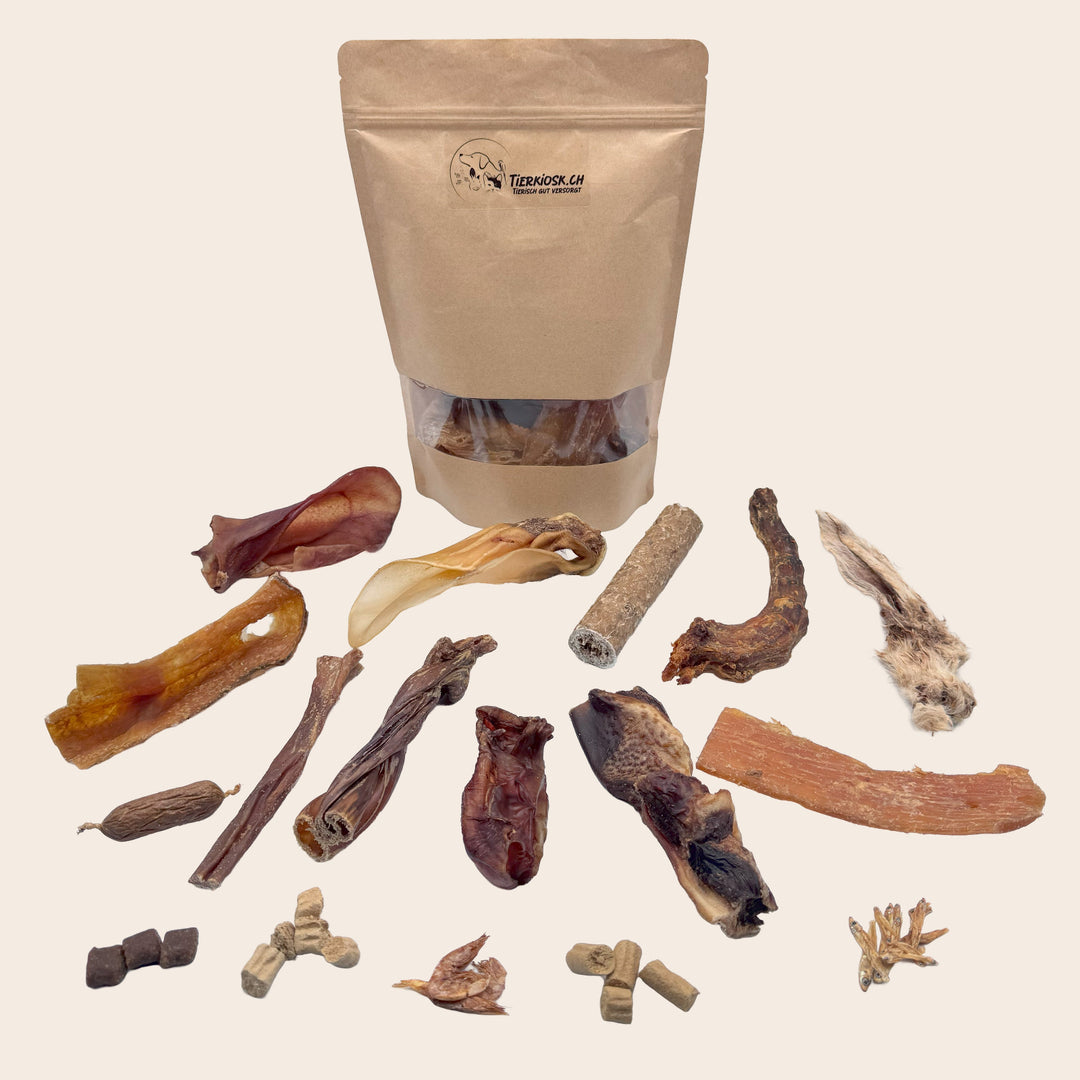 Schläckseckli Natürliche Hundesnacks mit schonend getrockneten Kauartikeln aus Fleisch von Tierkiosk.ch